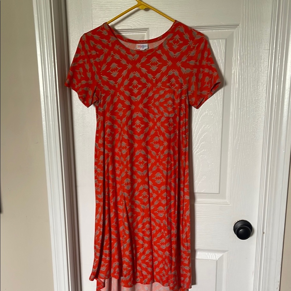Orange lularoe Patterned Women's Dress Carley